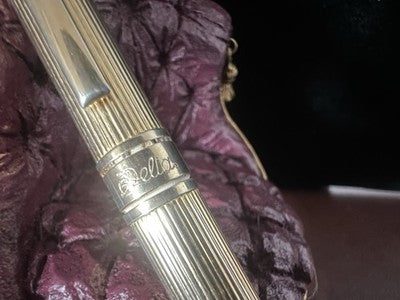 🔴 DELTA penna sfera dorata millerighe pulsante a scatto scrive vintage
