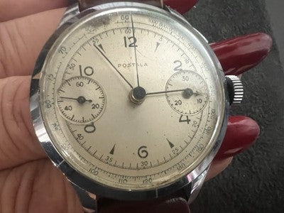 Postala Chronograph Landeron 48 Bicompax Rare Original Works Vintage’ 40