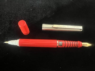 🔴 HERLITZ penna stilografica Tornado SLS rossa a cartuccia scrive vintage