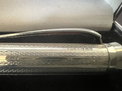 🔴 CESARE EMILIANO penna sfera ARGENTO 925 guilloché cesellata a mano garanzia