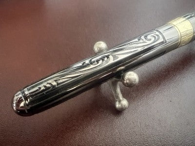 🔴 MARKSMAN penna stilografica metallo cesellato canna di fucile vintage