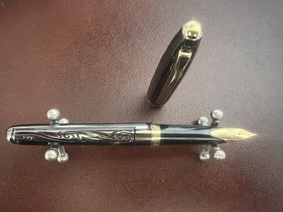 🔴 MARKSMAN penna stilografica metallo cesellato canna di fucile vintage