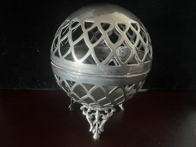 🔴 JORDAN SHEFFIELD Contenitore uovo sfera traforata pot-pourri bruciaprofumi