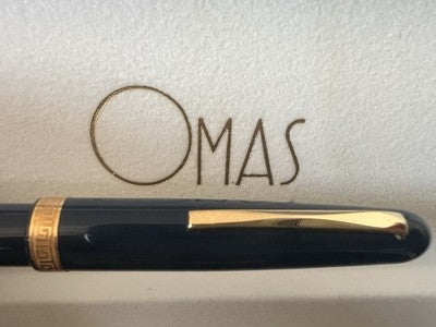 Omas Pen Sphere Extra Blue Intense With Greek Plated Gold Marking Vintage