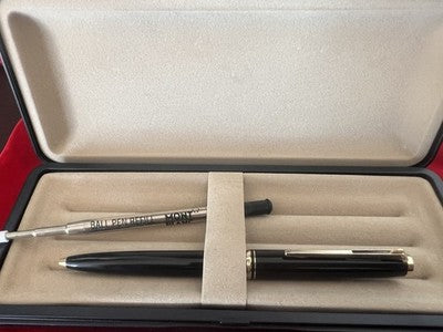 🔴 MONTBLANC penna sfera 281 nera profili dorati clip grilletto con refill nuovo