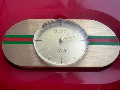 🔴 Seltene, rote GUCCI Tischuhr mit Quarzwerk, funktionsfähig, Vintage 