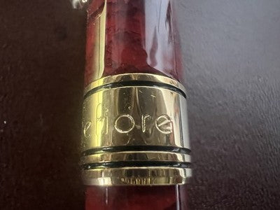 🔴 MONTEFIORE penna a sfera e roller lacca rossa marmorizzata scrivono vintage