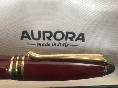 🔴 AURORA penna stilografica Ipsilon bordeaux profili dorati pennino F garanzia