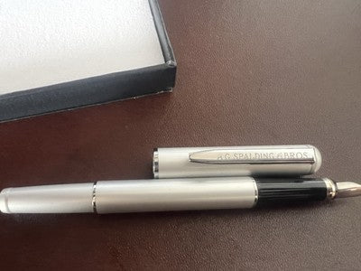 🔴 A.G. SPALDING & BROS penna stilografica RF lacca cromata satinata pennino F