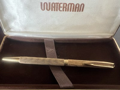 🔴 WATERMAN penna sfera Hemisphere placcata oro millerighe con onde astuccio