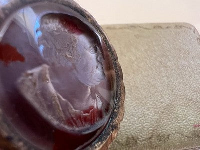 🔴 Ciondolo Sigillo ceralacca GEORGIANO cammeo Lord Byron antico 1790-1825