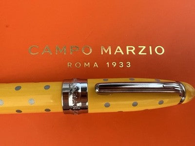 🔴 CAMPO MARZIO mini fountain pen for diary yellow lacquer polka dots writes 