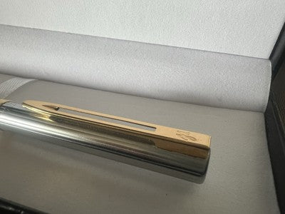 🔴 WATERMAN penna sfera Gentleman cromata particolari laminati oro scrive