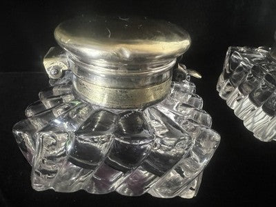 🔴 Calamai da scrivania cristallo e ottone epoca fine Ottocento grandi misure