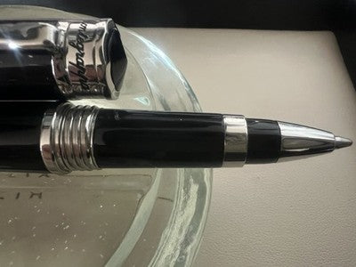 🔴 MONTEGRAPPA penna sfera Parola Slim Nera acciaio satinato resina roller NOS