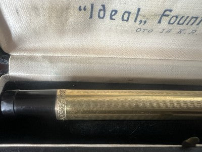 🔴 IDEAL penna stilografica retrattile pennino ORO funziona vintage C