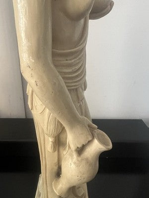 🔴 Statue der Göttin Ebe, Marmorstaub, RB, gearbeitete Draperien, Höhe 40 cm, Italien, Vintage