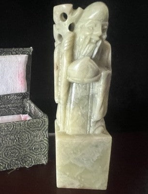 🔴 SIGILLO marmo scolpito Ex Libris saggio orientale libri biblioteca vintage