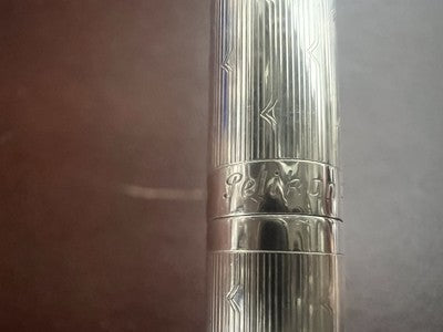🔴 PELIKAN penne sfera ARGENTO 925 a righe pulsante a scatto scrive con astuccio