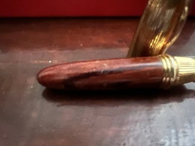 🔴 OSAMA penna stilografica mini da agenda legno e metallo dorato scrive vintage