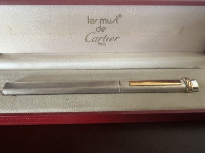 MUST DE CARTIER Stylo À Bille Vendôme Trinity Plaqué Argent Mat Vintage