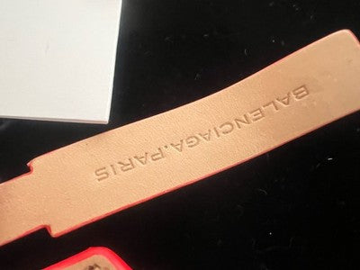 🔴 BALENCIAGA portachiavi pelle naturale bordi arancione fluo scatola garanzia