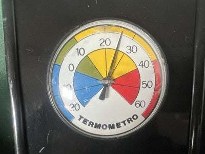 🔴 BRIO TIME Wanduhr mit Barometer und Hygrometer, schwarz, Eisen, Vintage 