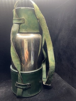 Bidon ORIGINAL STANDARD Acier Bandoulière Cuir Vert Cousu Main Vintage 