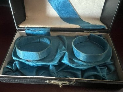 🔴 Scatola orologi tasca box 2 posti scrigno pitone e seta turchese antica 1800