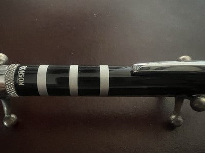 Ronson Pen Ball Lacquer Black With Trim Chrome Marking Vintage