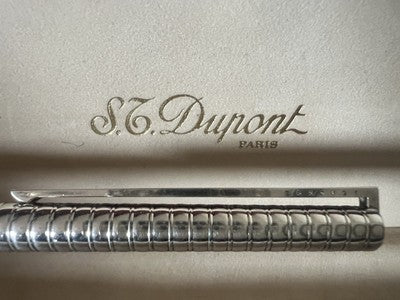 🔴 DUPONT penna sfera placcata argento grande eleganza francese scrive astuccio