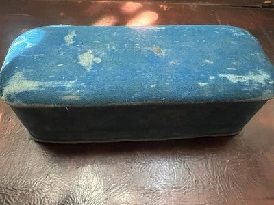 🔴 Blue brooch box, fabric case with original Art Deco clasp 