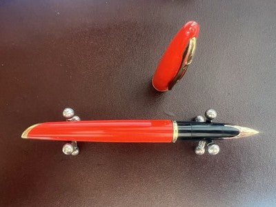 Waterman Pen Fountain Pen Carene Lacquer Coral Orange Pen Gold 18 KT F