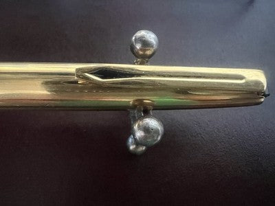 🔴 AURORA penna sfera 98 resina nera cappuccio metallo dorato scrive vintage