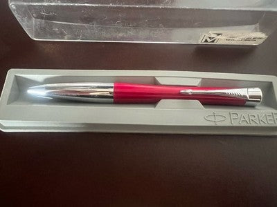 🔴 PARKER penna sfera Urban rossa cromata scrive con astuccio