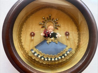 Ex Sharp Child Jesus' Of Wax With Clothing Buttons Hand Vintage Original 1800