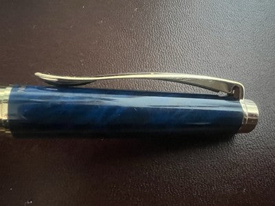 🔴 PELIKAN penna sfera Celebry lacca blu marmorizzata profili dorati vintage