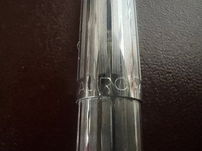 🔴 AURORA penna sfera mille righe cromata scrive vintage anni 1960 A
