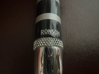 🔴 RONSON penna a sfera lacca nera con profili cromati scrive vintage