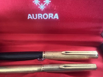🔴 AURORA 98 penna stilografica pennino ORO e penna sfera dorate vintage