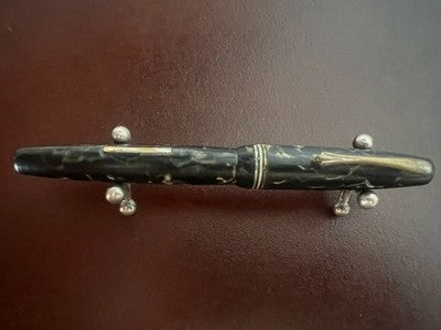 Anchor Pen Fountain Pen Celluloid Black Marbled Charge Lever Vintage