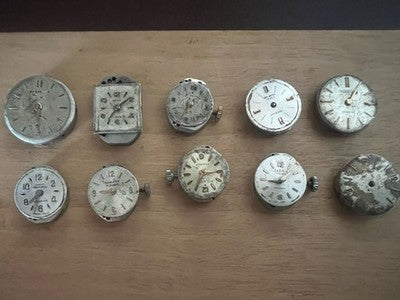 🔴 Meccanismi e quadranti orologi da polso donna vintage ricambi movimenti 10PZ