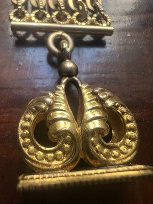 🔴 CATENA orologio tasca Vittoriana chatelaine sigillo pinchbeck antica 1800 N.1