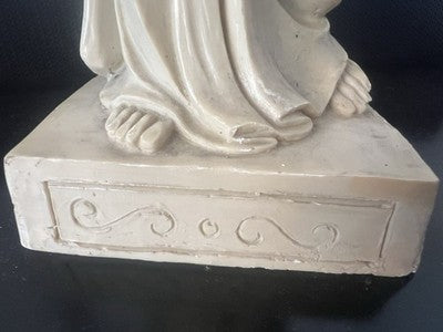 🔴 Statue der Göttin Ebe, Marmorstaub, RB, gearbeitete Draperien, Höhe 40 cm, Italien, Vintage