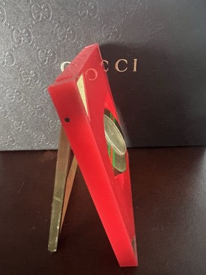 Red GUCCI Desk Watch Quartz Movement Works RARE Vintage