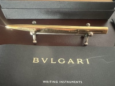 Bulgari Pen Sphere Eccentric Twist Plated Gold Pencil Case Warranty Marking