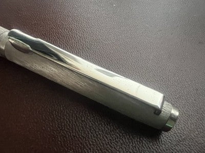 Lalex Stylo-Plume Sphère Corps Rhodium Mat Profils Poli Italienne Écrit Rétro