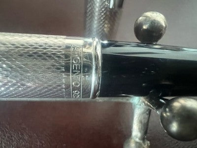 🔴 OMAS penna stilografica 72 ARGENTO MASSICCIO guillochè diamante vintage NOS