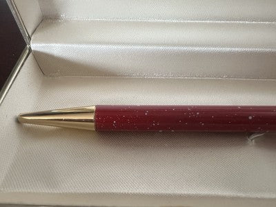 🔴 PELIKAN penna sfera lacca rossa pois profili dorati a scatto scrive vintage