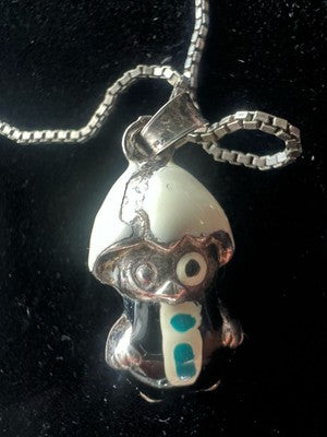 🔴 Collana ARGENTO MASSICCIO 925 con ciondolo CALIMERO smalti neri vintage